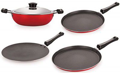 Nirlon Non-Stick Cookware Kitchen Cooking Utencil Combo Set, (26_FT12_CT_DKDB_FT11),PFOA Free