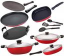 Nirlon Non-Stick Heavy Gauge Aluminium Kitchen Items - 10 Pieces, Red [FT12_CT12_FP12_DKD(B)_AC_RT_GP24_3SPN]...