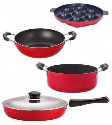 Nirlon Non-Stick PFOA Free Stain Resistance Non-Induction Kitchen Cooking Essential Combo Item Set of 4 Pieces (FP13_KD12_AP7_CS24)