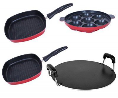 Nirlon Non-Toxic Chemical Free Aluminium Non-Stick Kitchenware Utensils Combo Item Set Offer, AP7_GP22.5_GP24_RT