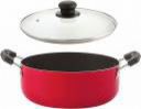 NIRLON Nonstick Coated Large Biryani Pot 24 cm, with Bakelite Handle and Glass Lid Cook and Serve Casserole  (3.1 ml)...