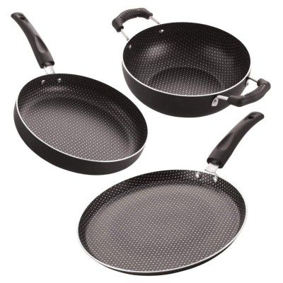 Nirlon Polkadot Nonstick Coated Heat Resistance Pfoa Free Aluminium Cookware Utencil 3 Pieces Gift Set