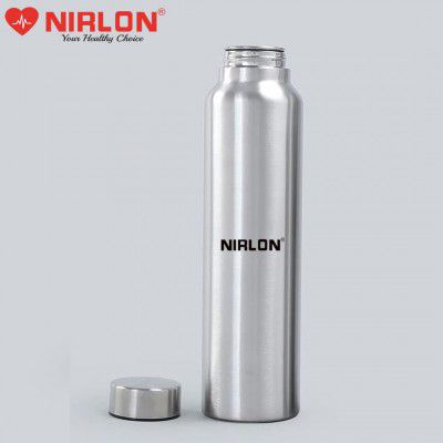 NIRLON Stainless Steel Single Wall Plain Water Bottle | 1000 ML, Set of 1 (FB_Thirst Cool)