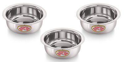 NIRLON Stainless Steel Solid Curve Shaped Bowl Set/Wati/Katori Set of 3, 150ml