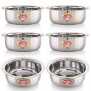 NIRLON Stainless Steel Solid Curve Shaped Bowl Set/Wati/Katori Set of 6, 150ml...
