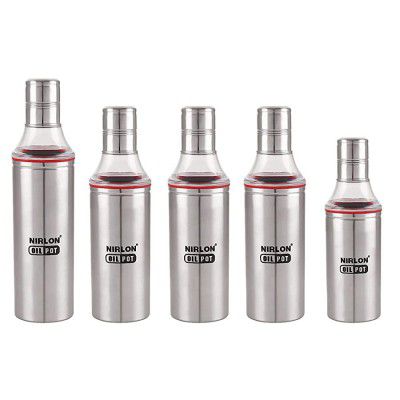 NIRLON STAINLSS Steel Slim Oil Pot Combo Pack of 05