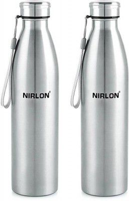 NIRLON Summer Cool Single Wall Stainless Steel Fridge Water Bottle 1000 ml Bottle  (Pack of 2, Silver, Steel)
