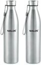 NIRLON Summer Cool Single Wall Stainless Steel Fridge Water Bottle 1000 ml Bottle  (Pack of 2, Silver, Steel)...