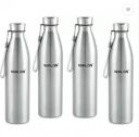NIRLON Summer Cool Single Wall Stainless Steel Fridge Water Bottle 1000 ml Bottle  (Pack of 4, Silver, Steel)...