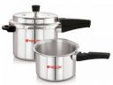 NIRLON SUPREME Aluminium 3+5 Litre Combo Pressure Cooker with Induction Base, Silver, (1 Outer Deep Lid)...