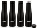 NIRLON Tall Bell Black Single Wall Stainless Steel Water Bottle, Set of 4, 1000ml...