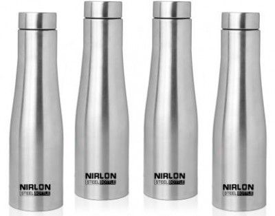 NIRLON TallBell Single Wall Water 1000 ml Bottle (Pack of 4, Silver, Steel)