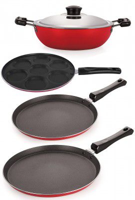 Nirlon Tawas and Kadhai Combo Set with Extreme Duarbility, Stainless Steel Lid