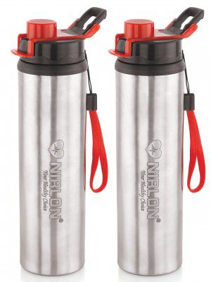 NIRLON Tranzy Sipper Stainless Steel Single Wall Water Bottle, Set of 2
