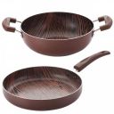 Nirlon Woody Gas Compatible Non Stick Aluminium 2 Piece Cooking Set [Frying Pan 24cm - 1.8 Liter + Kadhai 24cm - 3 Liter]...