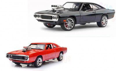 Nirvikalp 1:24 Big & 1:32 Small Diecast Model Metal Pull-Back Car with Sound Light and Opening Doors: A Kids Toy Vehicle Gift ?Color As Per Stock? (Big & Small Dodge Charge F7)