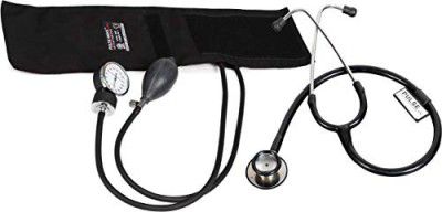 Niscomed Pulse-wave Aneroid Type Manual Blood Pressure Monitor Sphygmomanometer (Dial type/watch type) with Stethoscope (Black)