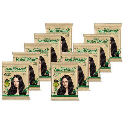 Nisha Nature Mate Henna Based Hair Color Powder for Women & Men 10gm Pack of 10 (Original Black)