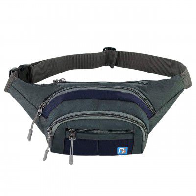 NISUN Nylon Waist Bags for Men Women Waterproof Fanny Pack for Hiking Travel Camping Running Sports Outdoors, Money Belt with Adjustable Strap & Large Pocket (Blue & Grey)