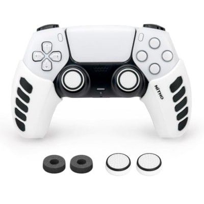 NiTHO Gaming Kit for PS5 Dualsense Controller, Customizing Anti-Slip Protective Cover Grip Handle - White