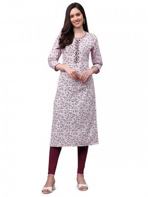 Nityanta Fab Womens Printed Weaving Cotton Kurti (NFKRT12_Maroon)