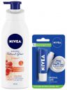 Nivea Body Lotion, Extra Whitening Cell Repair SPF 15, For All Skin Types, 400ml & Lip Balm, Original Care, 4.8g...