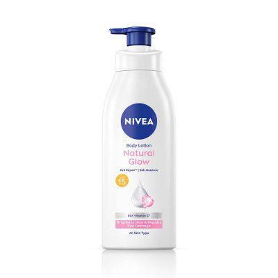 NIVEA Body Lotion Natural Glow, Cell Repair with UVA/UVB filters and SPF 15 | 400 ml
