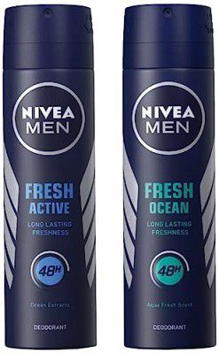 Nivea Deodorant, Fresh Ocean for Men, 150ml And Deodorant, Fresh Active Original for Men, 150ml