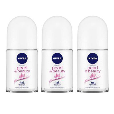 Nivea Deodorant Roll On for Men, Pearl & Beauty - 50ml (Pack of 3)