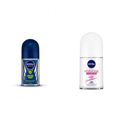 Nivea Deodorant Roll On Fresh Power for Men 50ml And Deodorant Roll-on Whitening Smooth Skin for Men 50ml