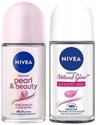 Nivea Deodorant Roll-on, Whitening Smooth Skin, 50ml and Deodorant Roll On, Pearl & Beauty, 50ml