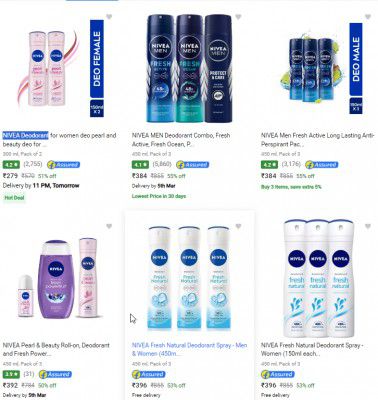 NIVEA Deodorant Upto 55% Off