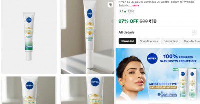 Fk Min Loot : NIVEA EVEN GLOW Luminous Oil Control Serum (40 ml)