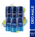 NIVEA Fresh Active Long Lasting Anti-Perspirant Deodorant Spray - For Men (450 ml, Pack of 3)...