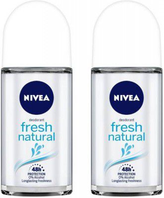 NIVEA Fresh Natural Deodorant Roll-on - For Women (100 ml, Pack of 2)