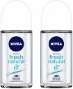 NIVEA Fresh Natural Deodorant Roll-on - For Women (100 ml, Pack of 2)...