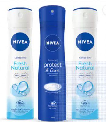 NIVEA Fresh Natural Women Deodorant (Pack of 2) & Protect and Care Deodorant (Pack of 1) Deodorant Spray - For Women  (450 ml, Pack of 3)