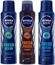 NIVEA Fresh Ocean & Fresh Active & Power charge deodorant Combo Deodorant Spray...