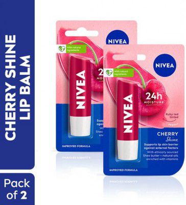 NIVEA Fruity Shine Lip Balm Cherry | (Pack of: 2, 9.6 g)