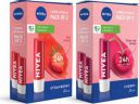 NIVEA Fruity Shine Lip Balm Pack of 4 Strawberry & Cherry (Pack of: 4, 19.2 g)...