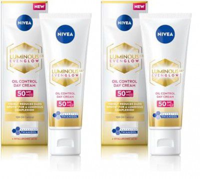 NIVEA Luminous Even Glow Oil Control Day Cream SPF50 40ml (Pack of 2)