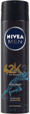 NIVEA MEN 42k Deodorant, with Silver Ions Technology for Max Freshness - No Alcohol - Reduces up to 99.9% Odour-causing Bacteria - Running & Workout Essentials, 150 ml Deodorant Spray - For Men  (150 