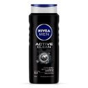 Nivea Men Body Wash, Active Clean With Active Charcoal, Shower Gel For Body, Face & Hair, 500ml...