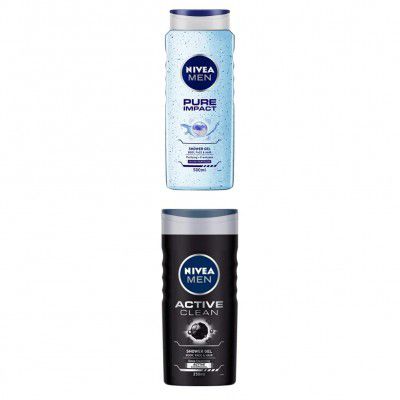 NIVEA Men Body Wash, Pure Impact with Purifying Micro Particles, Shower Gel for Body, Face & Hair, 250 ml