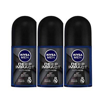 Nivea MEN Deep Impact Freshness Deodorant Roll-On, for Men, 50ml (Pack of 3)