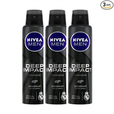 NIVEA Men Deep Impact Freshness Deodorant Spray -150 ml (Pack of 3)