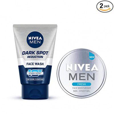 NIVEA MEN Face Wash, Dark Spot Reduction,100 g and Fresh Face Moisturizer Gel, 75 ml