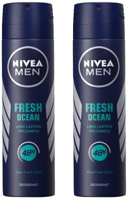 Nivea Men Fresh Ocean Aquatic Deodorant Spray, 150Ml (Pack Of 2)