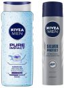 NIVEA Men Pure Impact Shower Gel, 500ml, Hair, Face & Body Wash And NIVEA Men Deodorant, Silver Protect, 150ml...