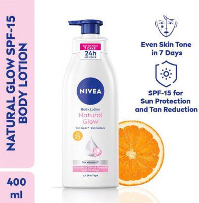 NIVEA Natural Glow, Cell Repair Brightens Skin, 50x Vitamin C Body Lotion with SPF 15  (400 ml)